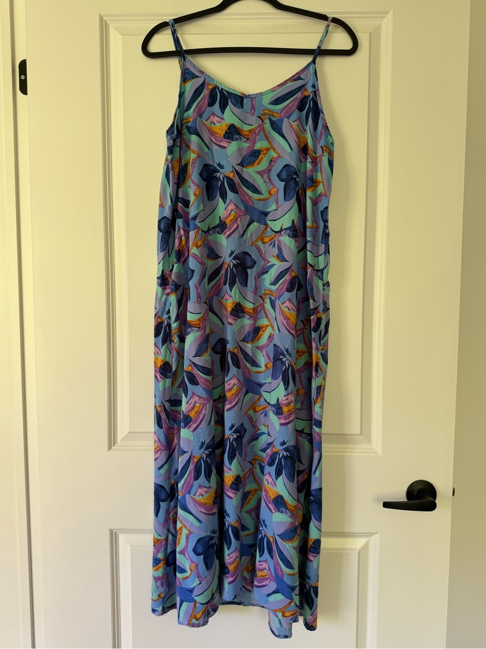 Blue Floral Maxi Slip Dress - Lightweight Summer Dress